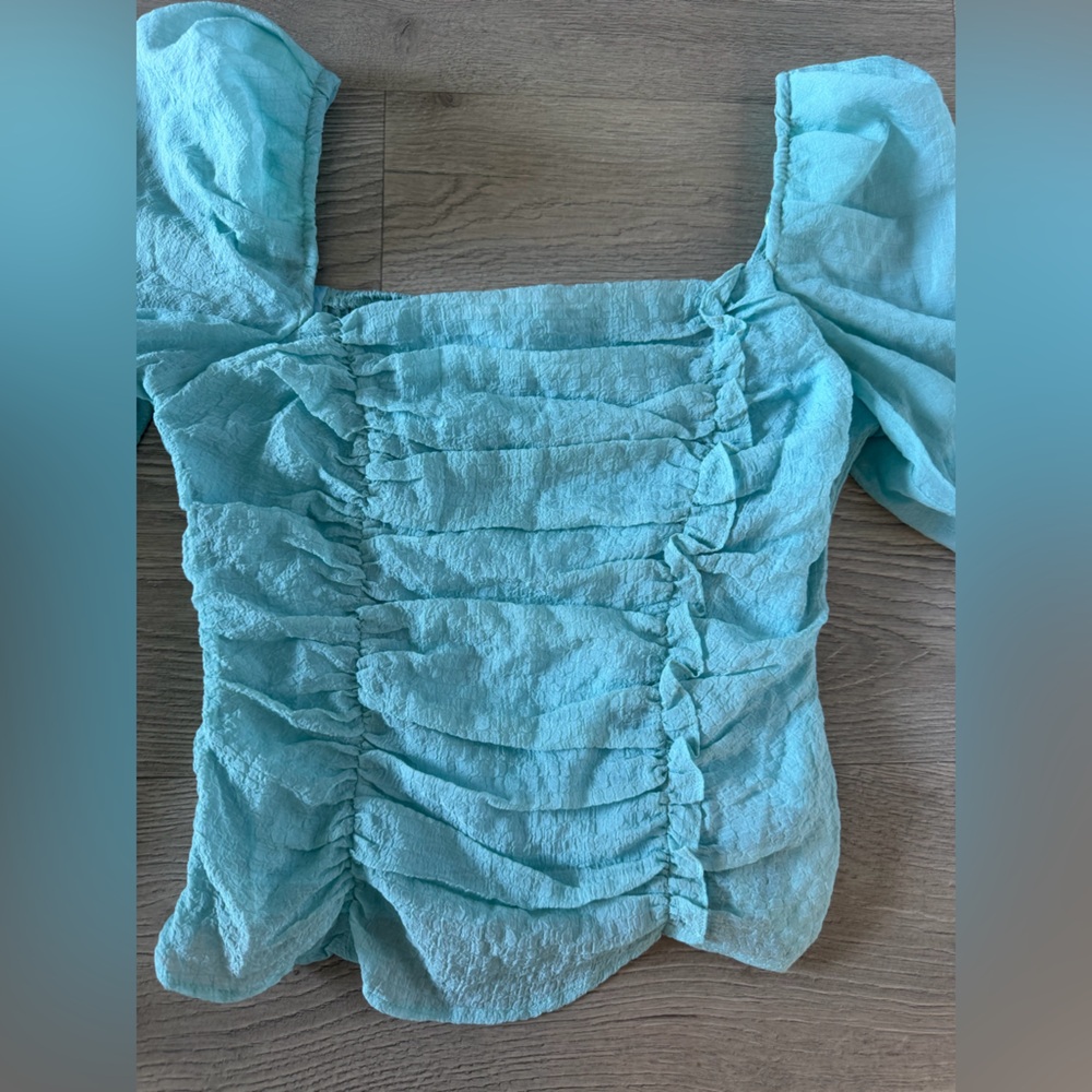 Astr Light Blue Ruched Blouse - Picture 5 of 6
